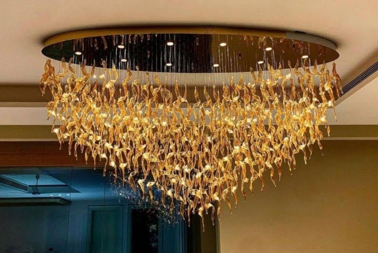 Twisted Leaf Glass Cluster Chandelier