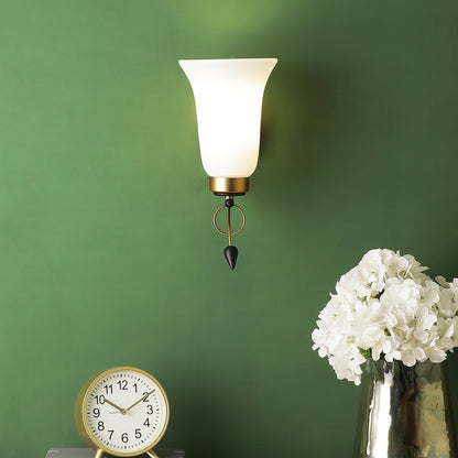 Gold Wall Light White Glass - S-138-1W - Included Bulb