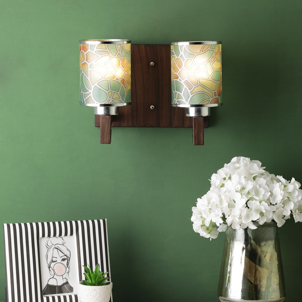 Brown Wall Light Mix Color Glass - S-115-2W - Included Bulb