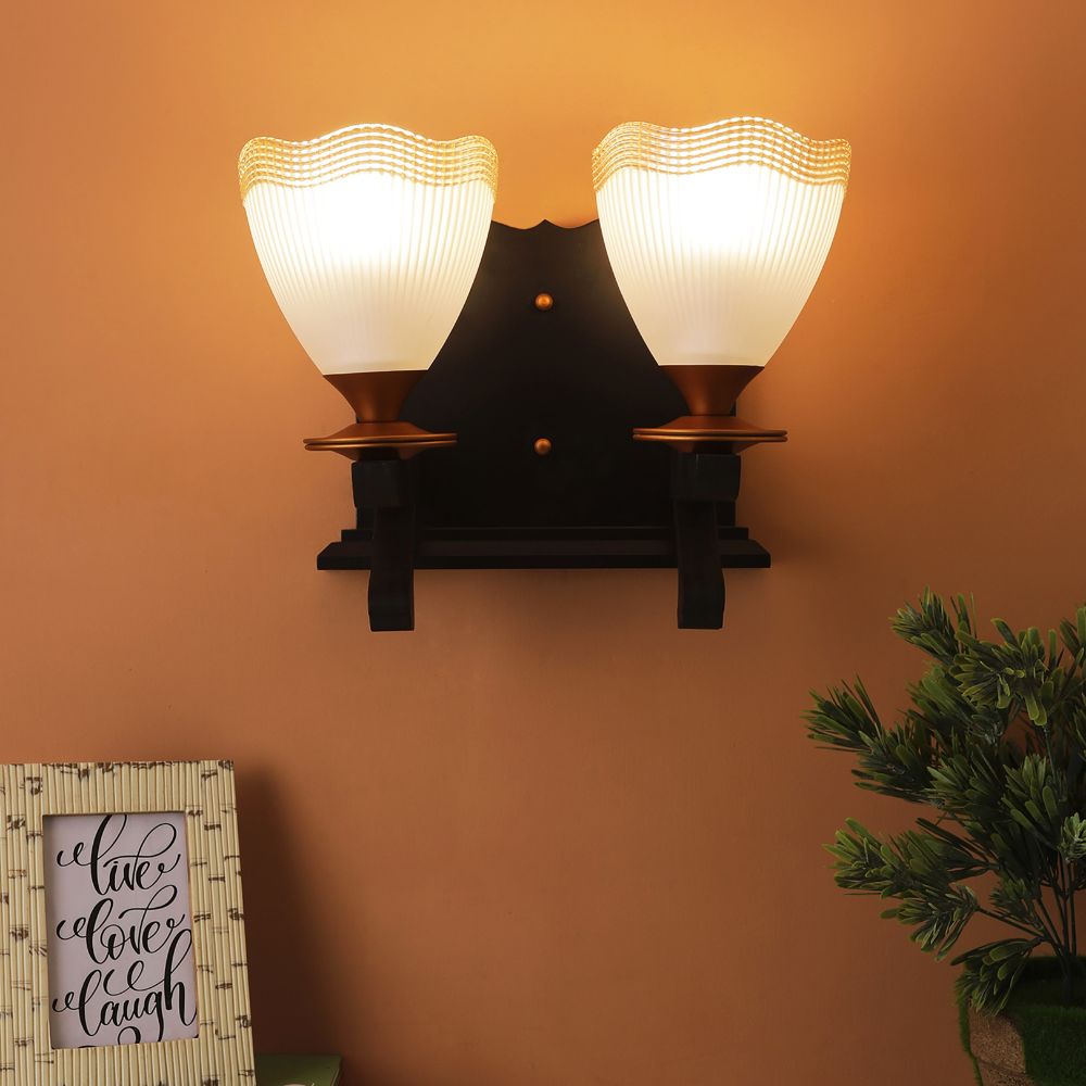 Brown Wall Light Gold Glass - S-210-2W - Included Bulb