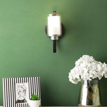 Black Wall Light White Glass - S-106-1W - Included Bulb