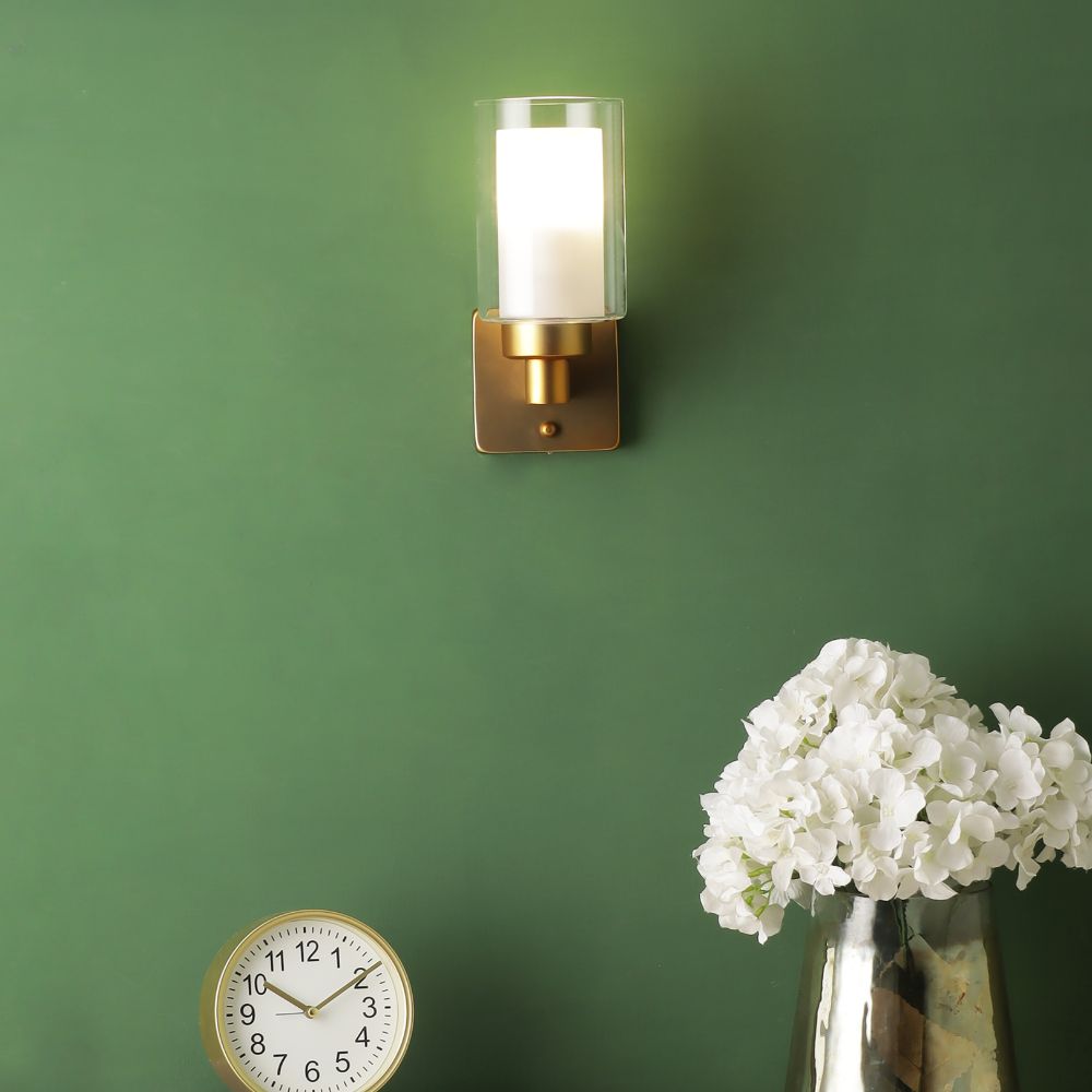 Golden Wall Light White Glass - S-166-1W - Included Bulb