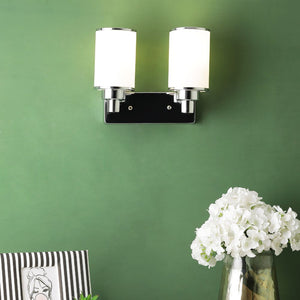 Silver Wall Light White Glass - S-169-2W - Included Bulb