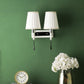 White Wall Light White Fabric - S-112-2W - Included Bulb