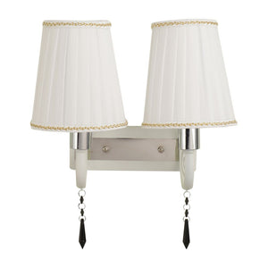 White Wall Light White Fabric - S-112-2W - Included Bulb