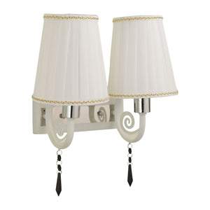 White Wall Light White Fabric - S-112-2W - Included Bulb