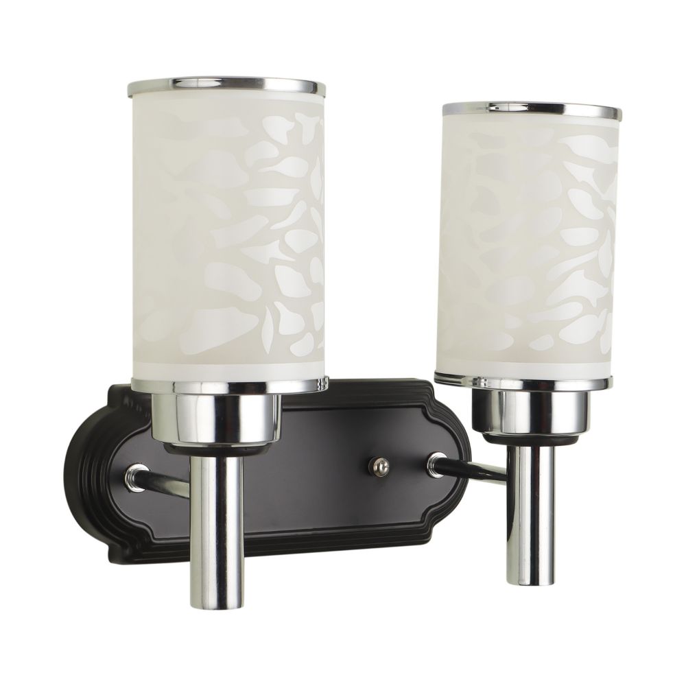 Silver Wall Light White Glass - A-15-2W - Included Bulb