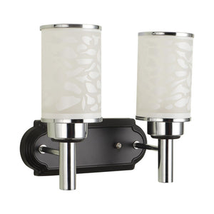 Silver Wall Light White Glass - A-15-2W - Included Bulb