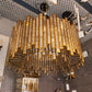 Golden Prism Glass Chandelier – Luxury Art Deco Statement Lighting