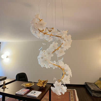 Floravine Spiral Chandelier – Handcrafted Floral Glass Hanging Light by Eliante