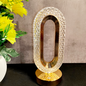 Luxury Crystal Oval LED Table Lamp – Rechargeable Touch Control Light with 3-Color Modes (Warm/Neutral/White)