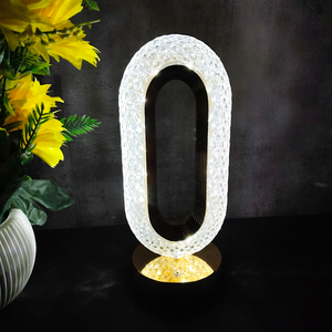 Luxury Crystal Oval LED Table Lamp – Rechargeable Touch Control Light with 3-Color Modes (Warm/Neutral/White)
