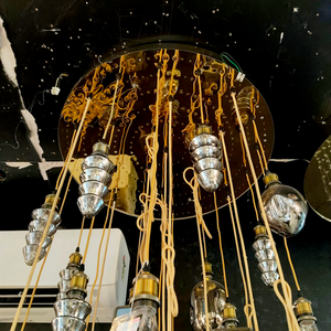 Luxe Multi-Shape Smoky Glass Cluster Chandelier | Modern Ceiling Hanging Light for Living Room, Dining & Double Height Area