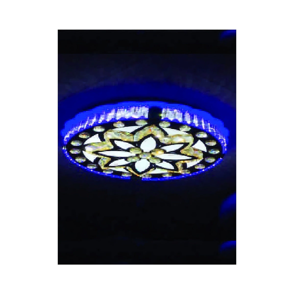 Eliante Round Petal LED Thali Crystal Chandelier – Clear, Metal