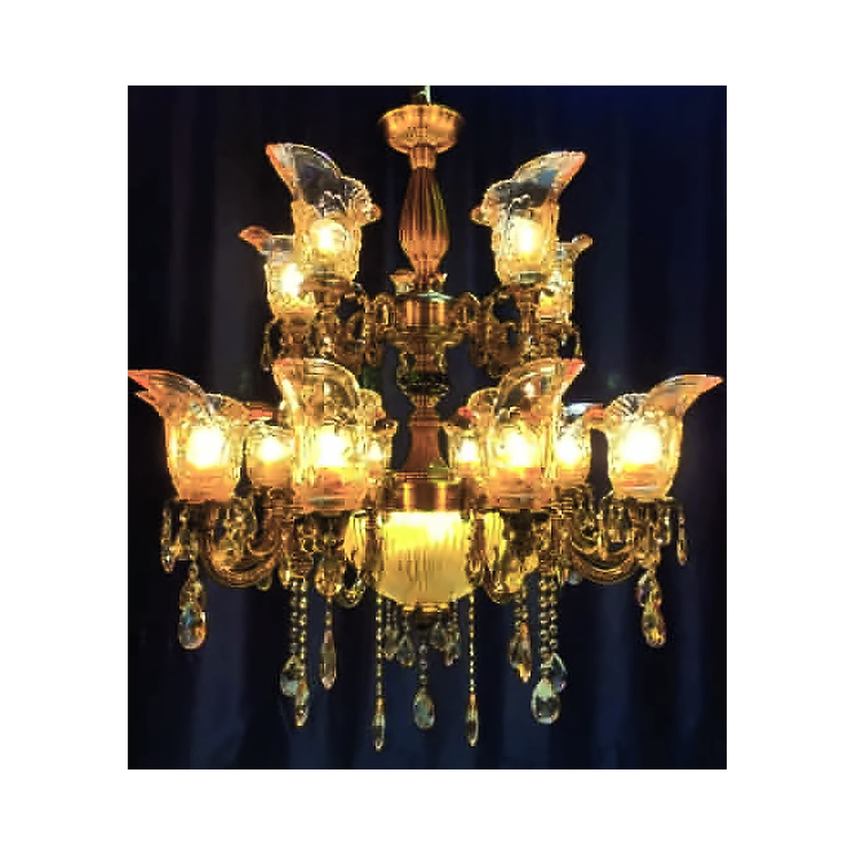 Eliante Six Classic Chandelier – Amber Glass, Metal