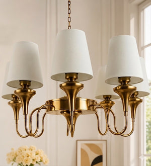 Eliante by Jainsons Lights | Gold Iron Chandelier | KUPPI-5LP-WH