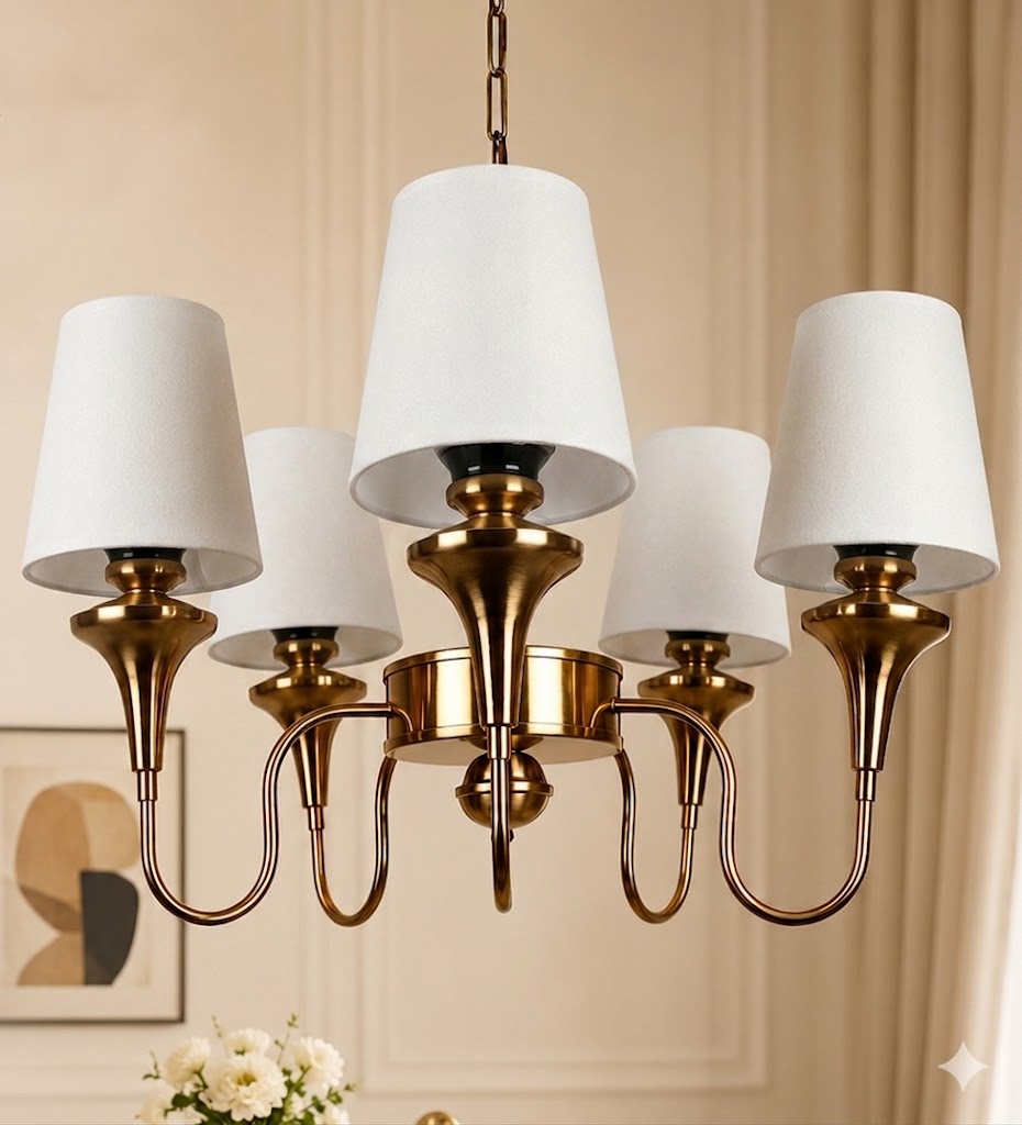 Eliante by Jainsons Lights | Gold Iron Chandelier | KUPPI-8LP-WH