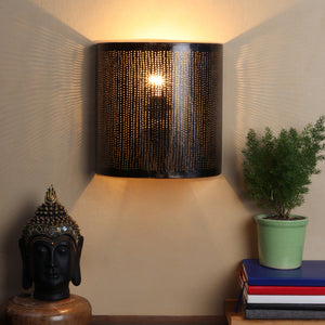 Black Antique Brass Metal Wall Light LASER-HALF-RD