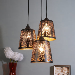 Black Metal Hanging Light - LASER-HL-3LP-BK - Included Bulb