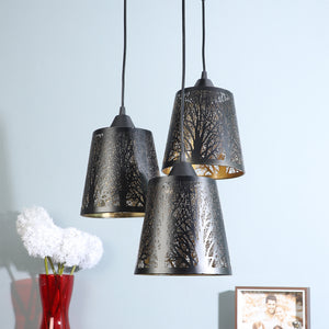 Black Metal Hanging Light - LASER-HL-3LP-BK - Included Bulb