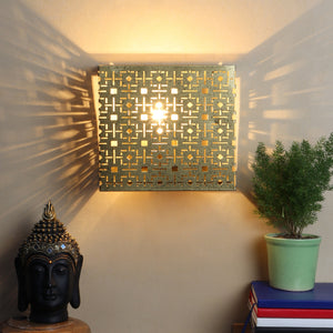 Gold Metal Wall Light - LAZER-SQ-WALL - Included Bulb