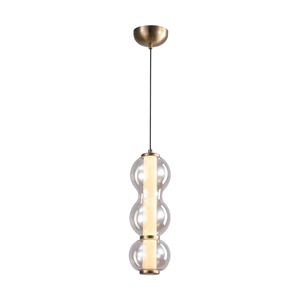JS-SBL LG-276 Matt Brass & Amber Glass Hanging Lights