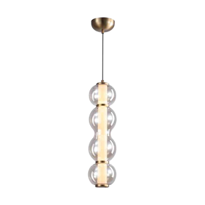 JS-SBL LG-278 Matt Brass & Amber Glass Ball Pendant Lights