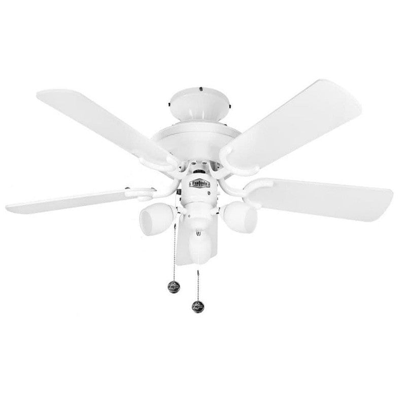 JS-LXR CLassic AC 42" Designer Fan with Light 1119 White Body & 5 White Wooden Blades Blades