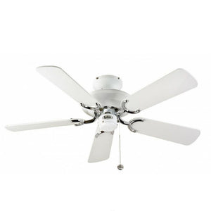 JS-LXR CLassic AC 42" Designer Fan with Light 1129 White Body & 5 White Wooden Blades