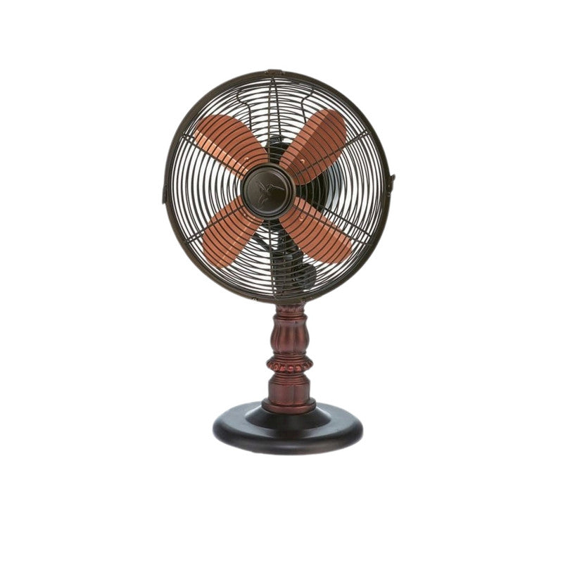JS-LXR Classic AC 10" Table Fan 4038 Antique Bronze Body & 4 Antique Bronze Table Fan Blades Blades