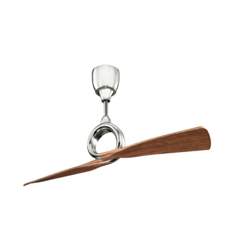 JS-LXR Modern BLDC 54" Designer Fan 9068 Polished Nickel Body & 2 Walnut Walnut Finish ABS Blades