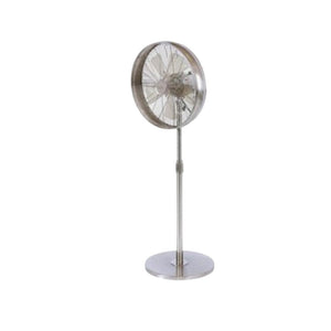 JS-LXR Modern AC Motor 16" Designer Floor Fan 9513 Brushed Chrome Body & 5 Clear Blades