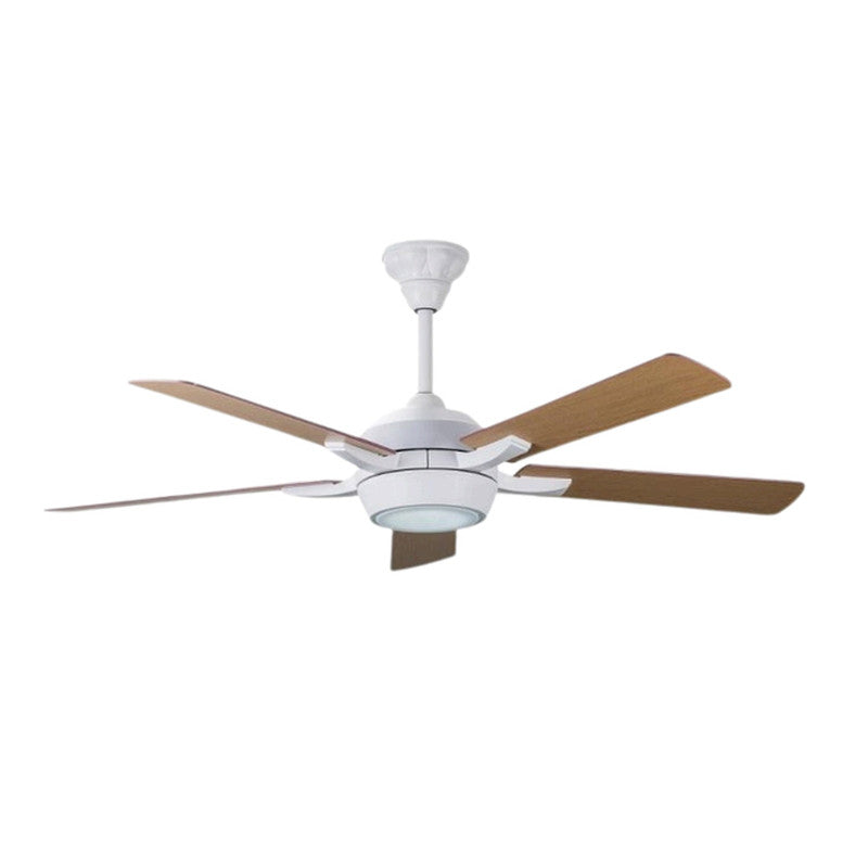 JS-LXR Modern BLDC 52" Designer Fan with Light AA0008 White Body & 5 Maple Maple+White Blades