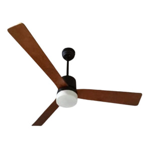 JS-LXR Modern AC 52" Designer Fan With Light AA0019 Matt Black Body & 3 Walnut Finish ABS Blades