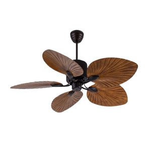 JS-LXR Tropical AC 52" Designer Fan with Light AA0050 Matt Black Body & 5 walnut Walnut ABS Blades