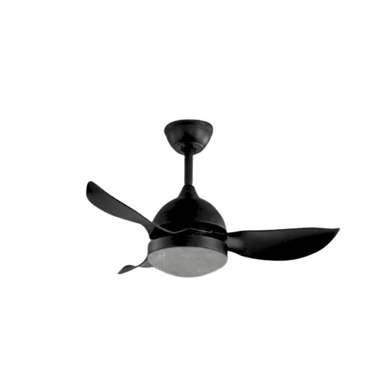 JS-LXR Modern AC 34" Designer Fan with Light SLR0009B Matt Black Body & 3 Matt Black ABS Blades