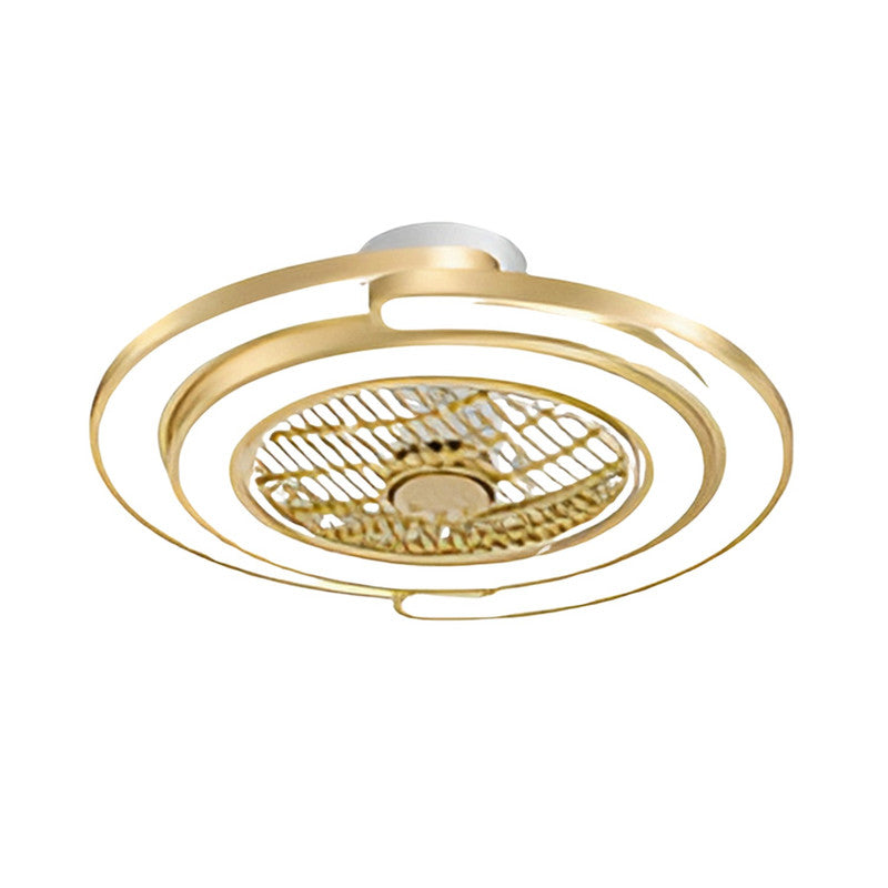 JS-LXR Modern BLDC 24" Designer Fan With Light SLR0051 Matt Gold Body & Clear Blades