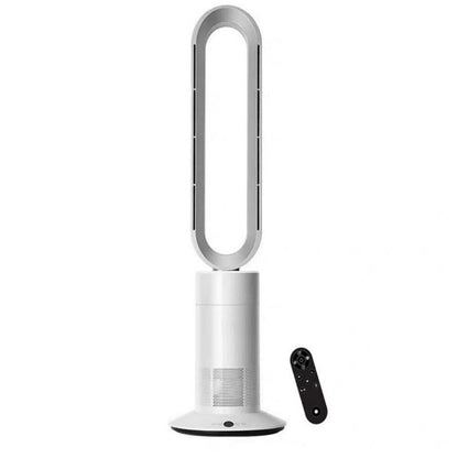 JS-LXR Modern BLDC 34" Bladeless Floor Fan TF0009 White with Silver Body & Bladeless