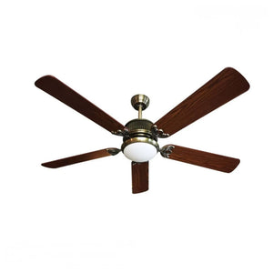 JS-LXR Wooden BLDC 56" Designer Fan with Light VG0037 Antique Brass Body & 5 Walnut Wooden Blades