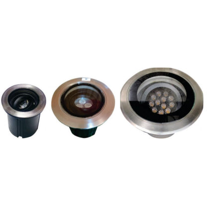JSRC Tiltable In-Ground Directional LED Uplighter | 3W–18W | 220V / 12V / 24V | IP67 | 2700K–RGBW | 15°–47° Beam | Adjustable Directional Head | SS304 Ring | IK08 | 2 Year Warranty