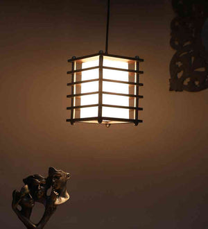 Sparion Brown and Black Wood and Iron Hanging Light  | E27 holder | Included Bulb | Eliante by Jainsons Lights