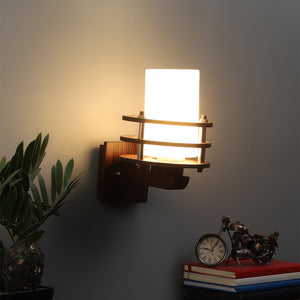 Wooden Metal Wall Light - M-19-1W-RD - Included Bulb