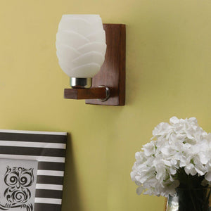 Wooden Brown Metal Wall Light - NO-61-1W-MIX - Included Bulb