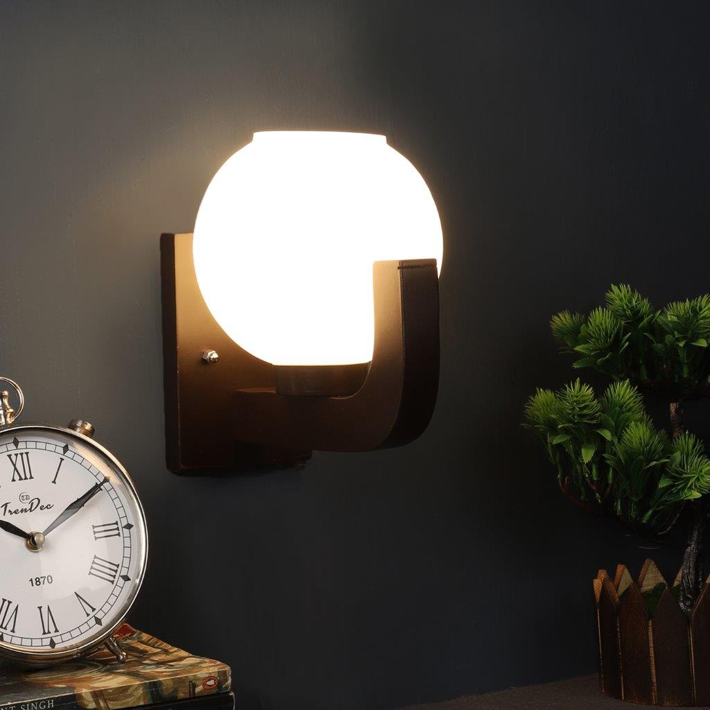 Black Wood Wall Light - NO-906-1W - Included Bulb