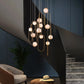 Aurelio Duplex Chandelier – Luxury Frosted Glass Pendant Light for Duplex Staircases