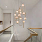 Aurelio Duplex Chandelier – Luxury Frosted Glass Pendant Light for Duplex Staircases