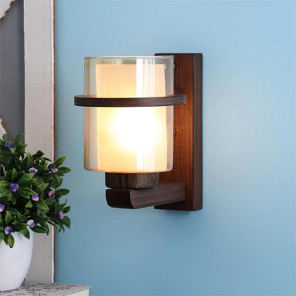 Lavery Glass Wall Mounted Uplight Sconce (Brown) | S-116-1W | Included Bulb | Eliante by Jainsons Lights