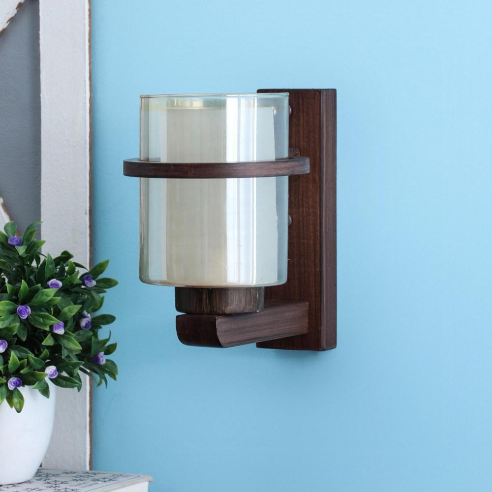 Lavery Glass Wall Mounted Uplight Sconce (Brown) | S-116-1W | Included Bulb | Eliante by Jainsons Lights
