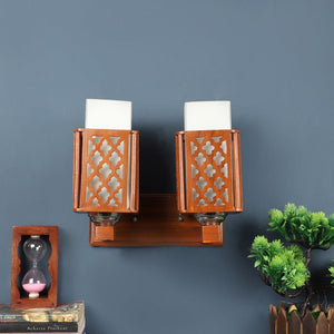 Red Wood Wall Light - O-41-2W - Included Bulb