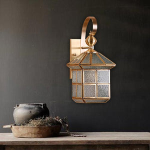 JSPHILO 3-176-1xE27-Brass + Clear Impressions Brass wall Lig